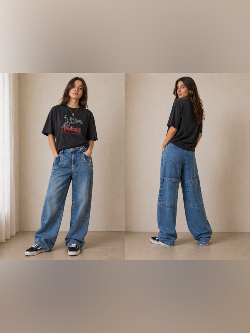 NWT BDG Urban Outfitters High-Waisted Wide Leg Baggy Y2K Thick Skater Jeans W30
